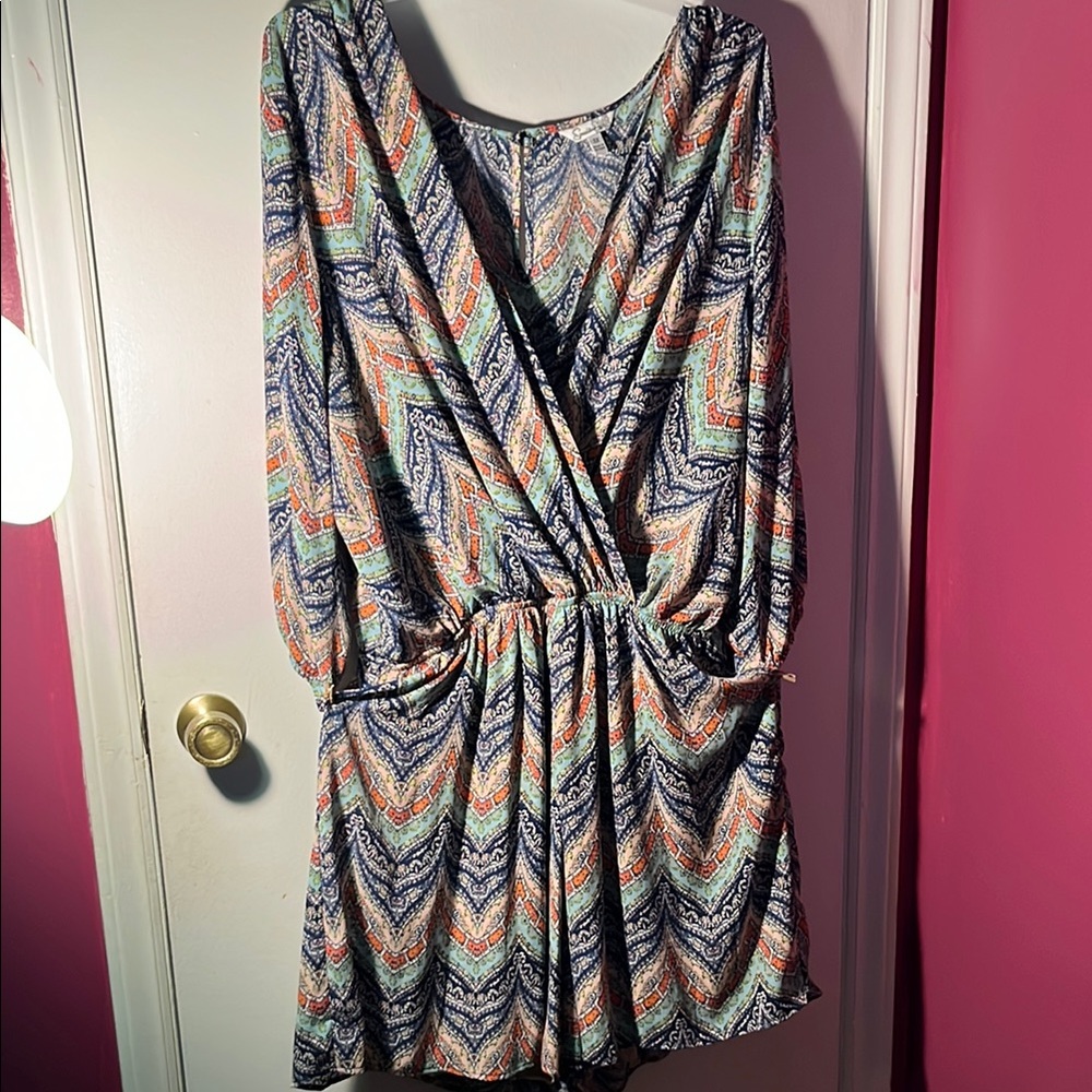 SPEECHLESS JUMPSUIT SHORT  Chevron Patterned Multicolor Dress zize 3x